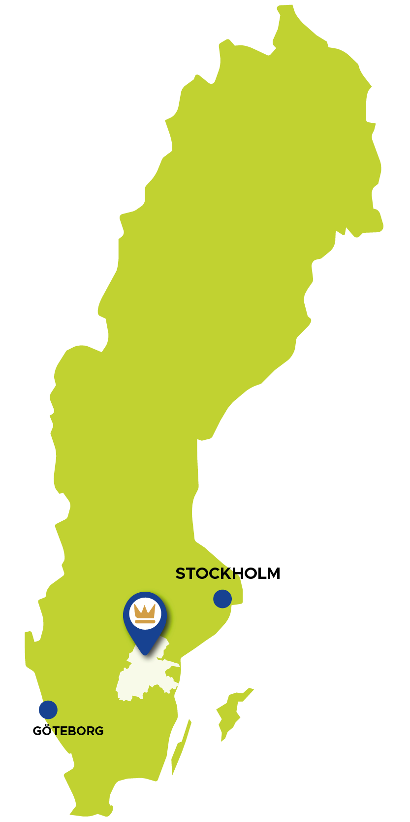 Sverige Karta med pin för Folkungaland